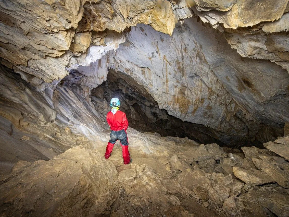 Soca valley spelunking cave